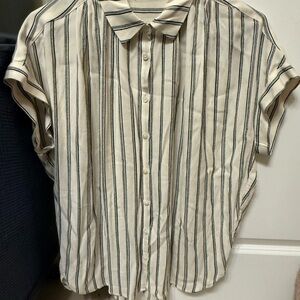 Madewell Striped Button Up Blouse Cream and Black